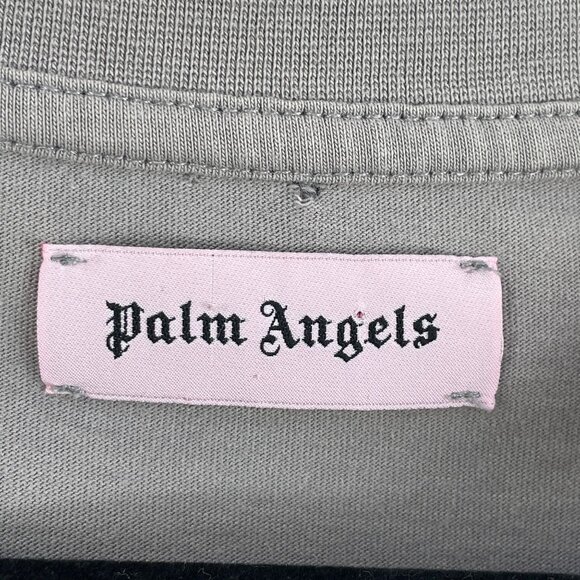 Palm Angels Unisex Medium Grey Flame Graphic Long Sleeve Shirt Triangle Logo - Picture 3 of 9